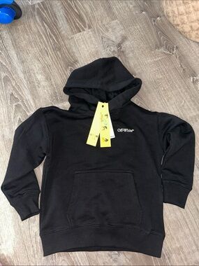 Off-White Black Hoodie with Small White Logo